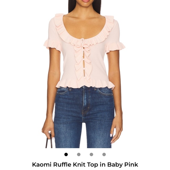 REVOLVE Tops - REVOLVE Kaomi Ruffle Knit Top in Baby Pink